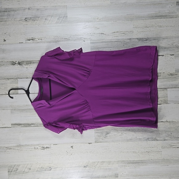 3/$15 dots purple vneck blouse with ruffled sleeves women's plus size 1X - Picture 3 of 7